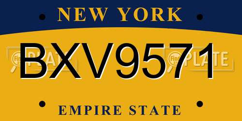 BXV9571 New York License Plate