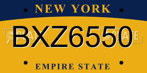 BXZ6550 New York License Plate