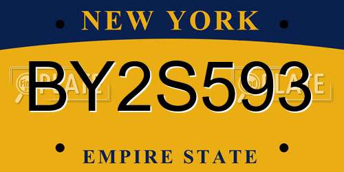 BY2S593 New York License Plate