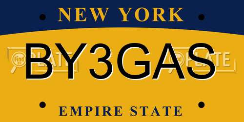 BY3GAS New York License Plate