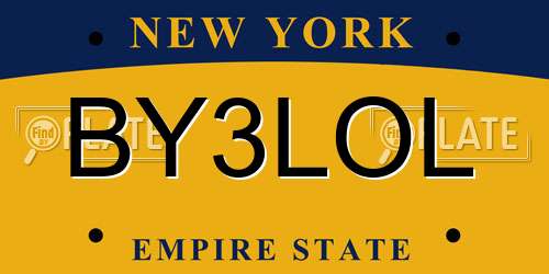 BY3LOL New York License Plate
