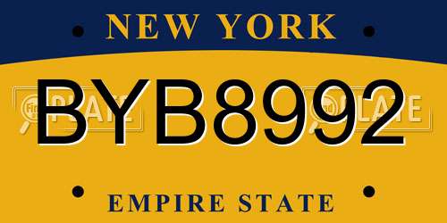 BYB8992 New York License Plate