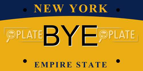 BYE New York License Plate