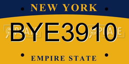 BYE3910 New York License Plate