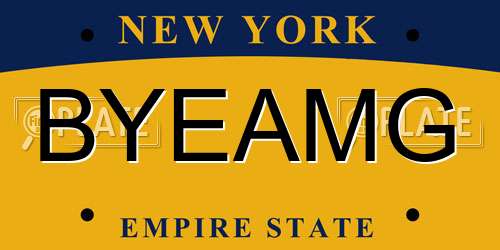 BYEAMG New York License Plate