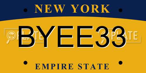 BYEE33 New York License Plate