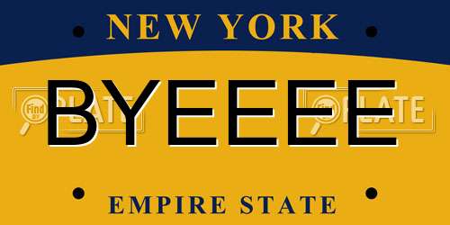 BYEEEE New York License Plate
