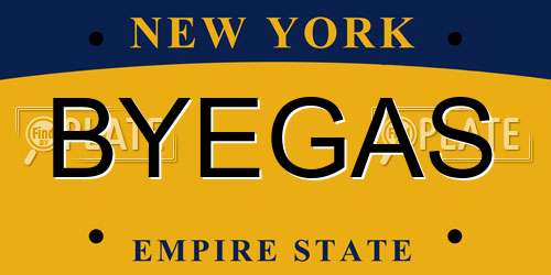 BYEGAS New York License Plate