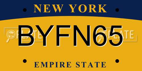 BYFN65 New York License Plate