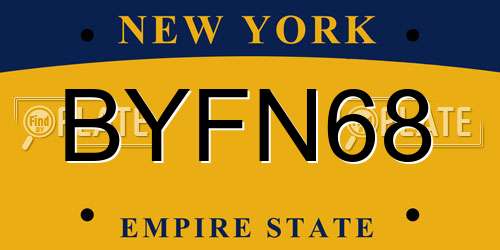 BYFN68 New York License Plate