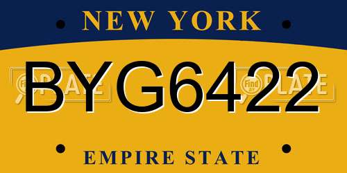 BYG6422 New York License Plate