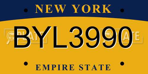 BYL3990 New York License Plate