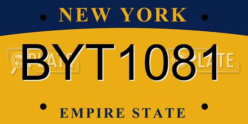 BYT1081 New York License Plate
