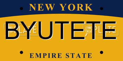 BYUTETE New York License Plate