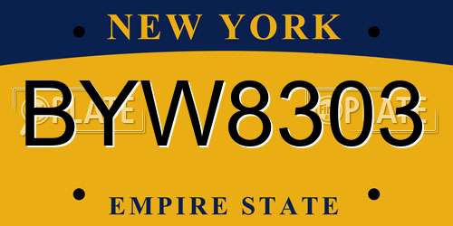 BYW8303 New York License Plate
