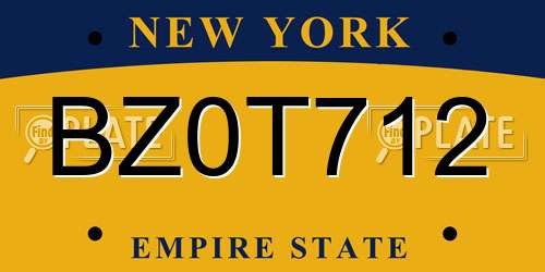 BZ0T712 New York License Plate