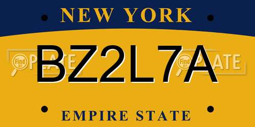 BZ2L7A New York License Plate