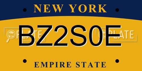 BZ2S0E New York License Plate