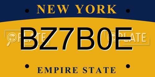 BZ7B0E New York License Plate