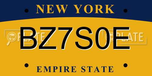 BZ7S0E New York License Plate