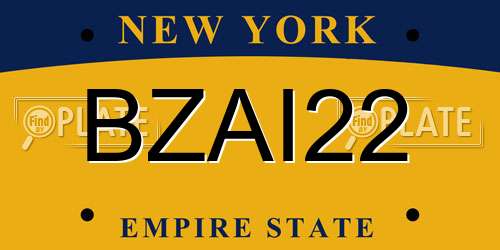 BZAI22 New York License Plate