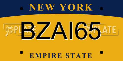 BZAI65 New York License Plate