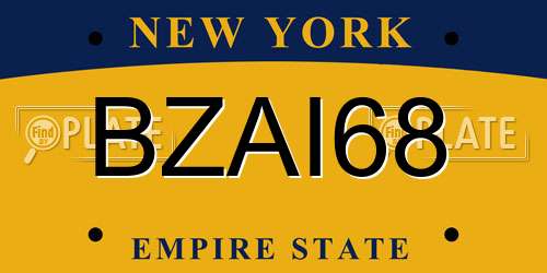 BZAI68 New York License Plate
