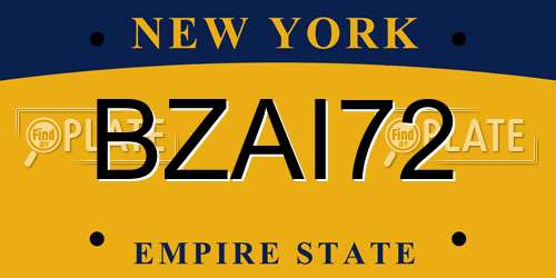 BZAI72 New York License Plate