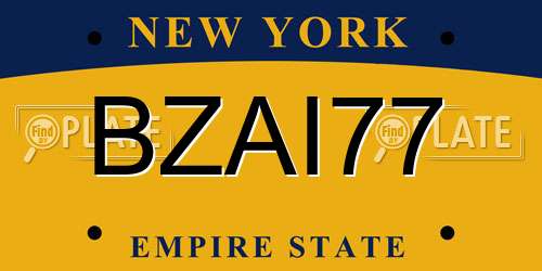 BZAI77 New York License Plate