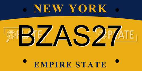 BZAS27 New York License Plate
