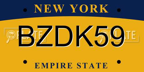 BZDK59 New York License Plate