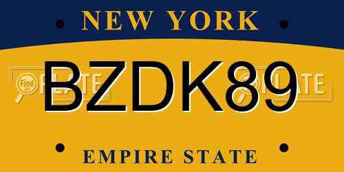 BZDK89 New York License Plate