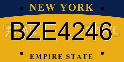 BZE4246 New York License Plate