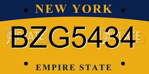 BZG5434 New York License Plate