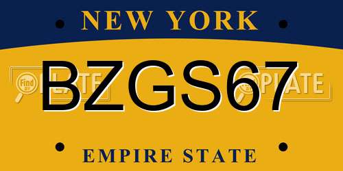 BZGS67 New York License Plate