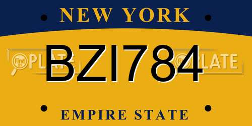 BZI784 New York License Plate