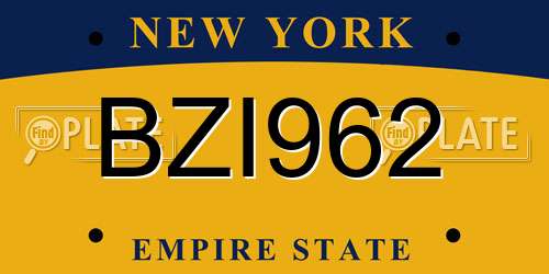 BZI962 New York License Plate