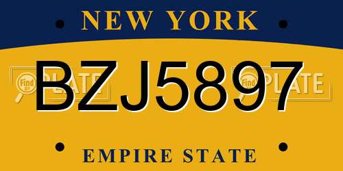 BZJ5897 New York License Plate