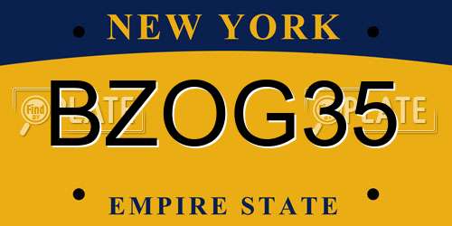 BZOG35 New York License Plate