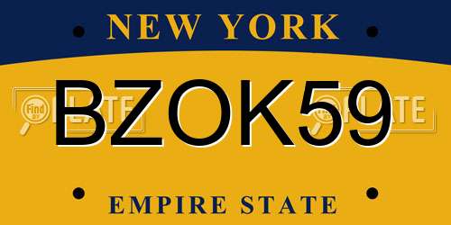 BZOK59 New York License Plate
