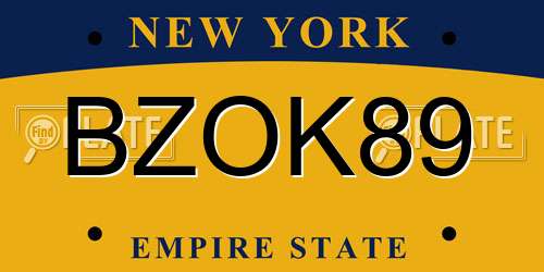 BZOK89 New York License Plate