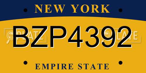 BZP4392 New York License Plate