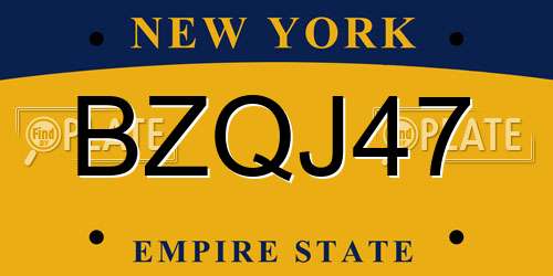 BZQJ47 New York License Plate