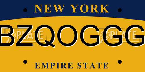 BZQOGGG New York License Plate