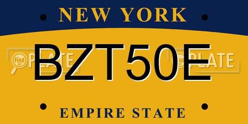 BZT50E New York License Plate