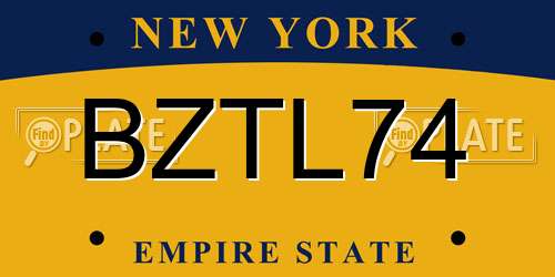 BZTL74 New York License Plate