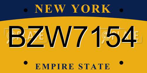 BZW7154 New York License Plate