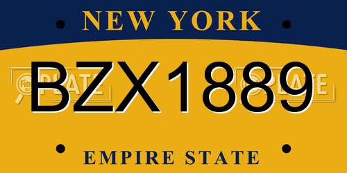 BZX1889 New York License Plate