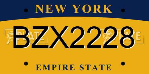 BZX2228 New York License Plate