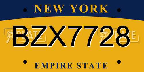 BZX7728 New York License Plate